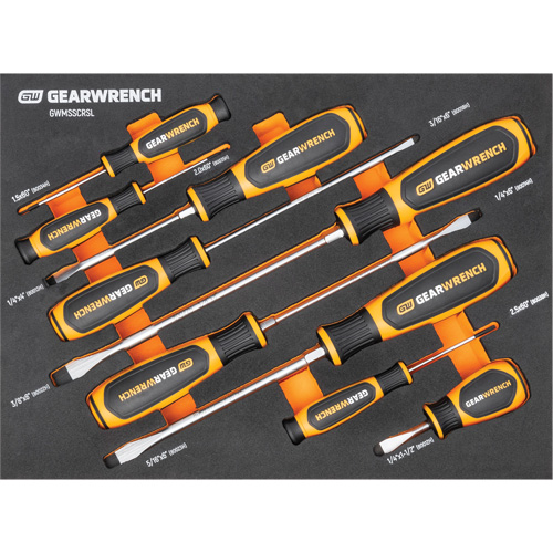 Slotted Dual Material Screwdriver Set in Foam Storage Tray, 9 Pcs. Distribution Élite MP