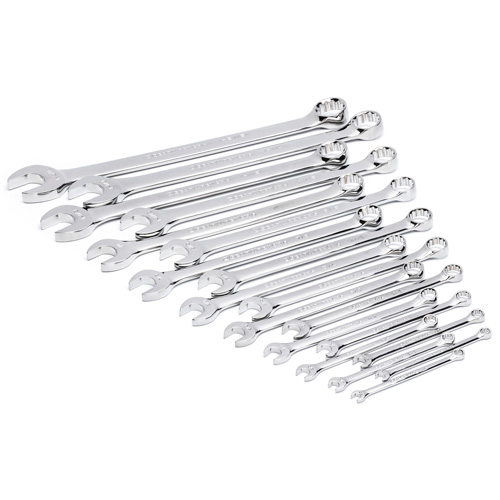 12-Point Long Pattern Combination SAE Wrench Set in Foam Storage Tray, Open-Ended, 19 Pieces, Imperial Distribution Élite MP