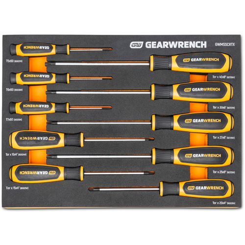 Torx&reg; Dual Material Screwdriver Set in Foam Storage Tray, 10 Pcs. Distribution Élite MP
