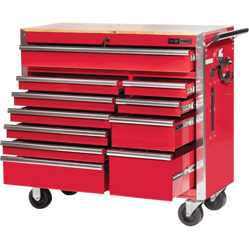 PRC4211 Pro Series Roller Cabinet, 11 Drawers, 42" W x 18" D x Red Distribution Élite MP