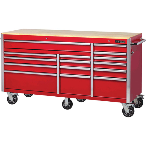 PRC7215 Pro Series Roller Cabinet, 15 Drawers, 72" W x 24" D x Red Distribution Élite MP