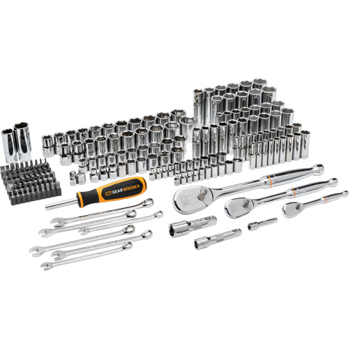 Jeu d'outils manuels pour m&eacute;canicien 90T SAE/MM avec prises 1/4", 3/8” & 1/2" Distribution Élite MP
