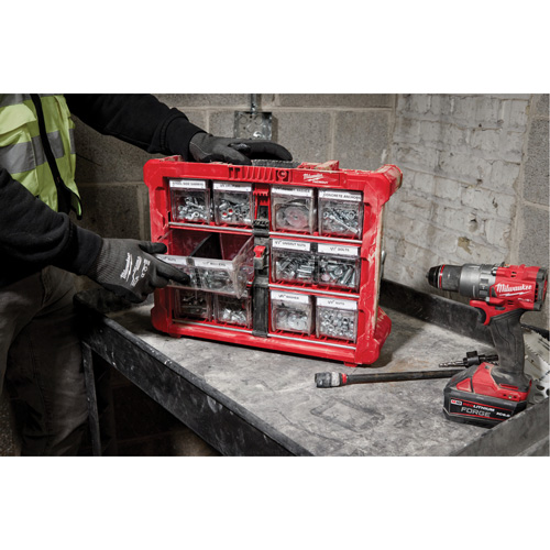 PACKOUT Tilt Bin Organizer, 15-1/5" x 19-7/10" x 6-7/10", Black/Red Distribution Élite MP