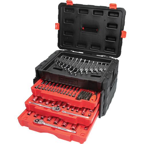 Jeu d'outils manuels pour m&eacute;canicien 1/4", 3/8" & 1/2" avec mallette de transport &agrave; 3 tiroirs Distribution Élite MP