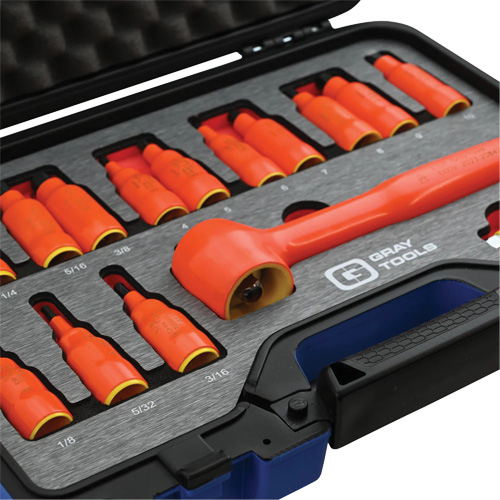 3/8" Drive SAE & Metric Hex Bit Insulated Socket and Attachment Set, 1000 V, 16 Pcs Distribution Élite MP