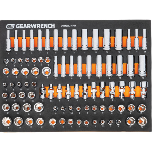 MEGAMOD Metric Mechanics Tool Set in Modular Foam Trays with Rolling Cabinet, 358 Pieces Distribution Élite MP