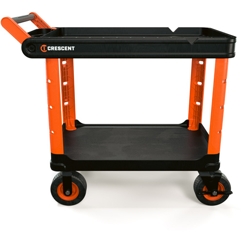 RAILWORKS 2-Shelf Industrial Utility Cart with 8" Casters, 47" L x 24-1/2" W x 37-4/5" H, Black/Orange Distribution Élite MP