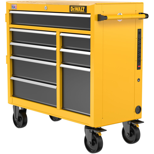 Postes de travail industriel mobile, 8 tiroirs, 40" la x Jaune Distribution Élite MP