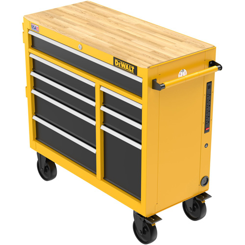 Postes de travail industriel mobile, 8 tiroirs, 40" la x Jaune Distribution Élite MP