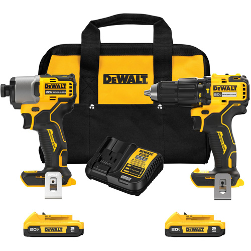 Brushless Compact Cordless 1/2" Hammer Drill & 1/4" Impact Driver Kit, Lithium-Ion, 20 V Distribution Élite MP