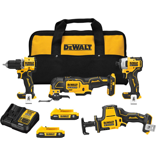 ATOMIC Cordless Brushless 4-Tool Combo Kit, Lithium-Ion, 20 V Distribution Élite MP