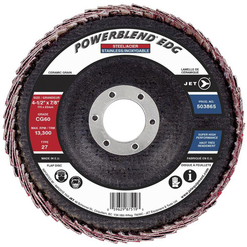POWERBLEND EDG Flap Disc, 4-1/2" x 7/8", Type 27, CG60 Grit, Ceramic Distribution Élite MP