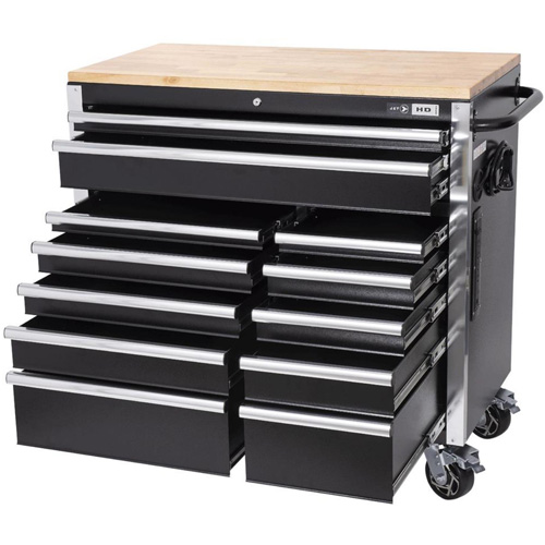 HDRC4112 HD Series Roller Cabinet, 12 Drawers, 41" W x 21" D x 40-3/10" H, Black Distribution Élite MP