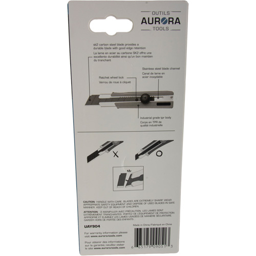 Couteau r&eacute;tractable de 25 mm, Acier inoxydable, Robuste, Prise en Caoutchouc Distribution Élite MP