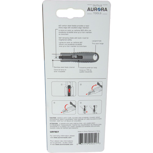 Standard-Duty Retractable Safety Knife, Stainless Steel, Rubber Handle Distribution Élite MP
