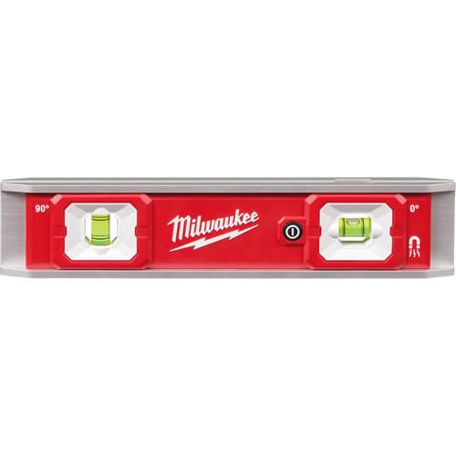 Niveau torpille &eacute;quip&eacute;e de fioles lumineuses, 9" lo, Aluminium, 2 fioles, Magn&eacute;tique Distribution Élite MP