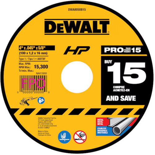All-Purpose Cutting Wheel, 4" x 0.45", 5/8" Arbor, Type 1, Aluminum Oxide Distribution Élite MP
