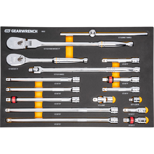 Ensemble d'outils &agrave; cliquet et d'entraînement 1/2" &agrave; 90 dents avec plateau de rangement en mousse Distribution Élite MP