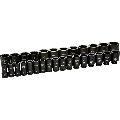 Jeu de douilles SAE &agrave; 6 pans, 29 Mcx, Chocs, Prise de 3/4", Profond Distribution Élite MP