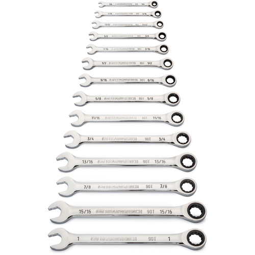 90-Tooth 12 Point SAE Wrench Set, Ratcheting Combination, 14 Pieces, Imperial Distribution Élite MP