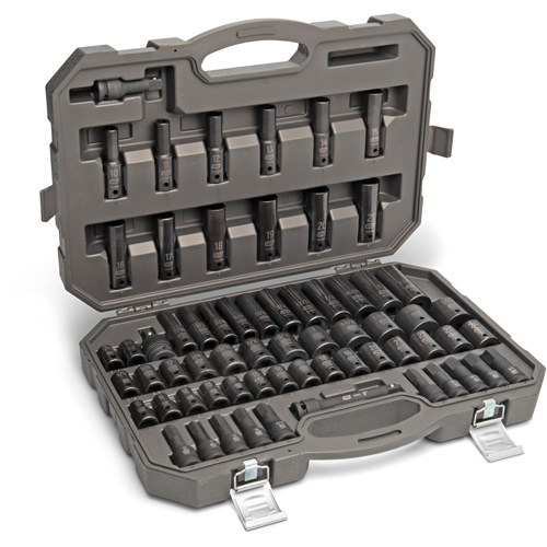 6 Point SAE/Metric Master Socket Set, 80 Pcs, Impact, 3/8" Drive Size, Deep Distribution Élite MP