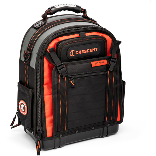 Tradesman Backpack, 18" L x 10" W, Black/Grey/Orange, Polyester Distribution Élite MP