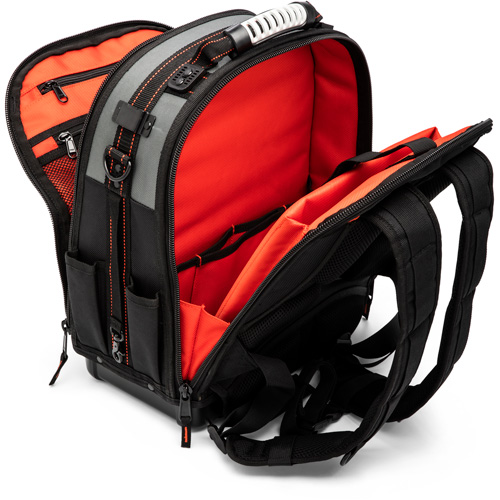 Tradesman Backpack, 18" L x 10" W, Black/Grey/Orange, Polyester Distribution Élite MP