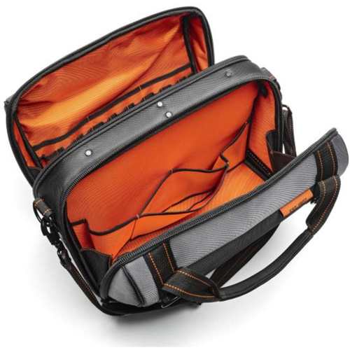 Sac ouvert de 17" pour outils d'ouvrier, Polyester, 3 pochettes, Noir/Gris/Orange Distribution Élite MP