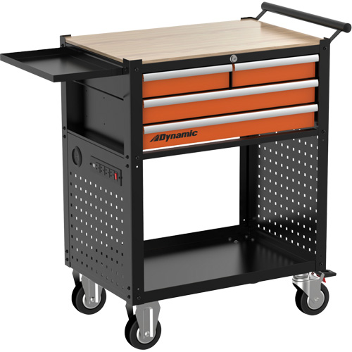 Utility Cart, 4 Drawers, Black/Orange Distribution Élite MP