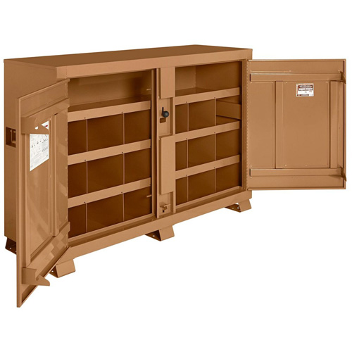 Model 129 Bin Storage Cabinet with Padlock, Steel, 48 Cubic Feet, Tan Distribution Élite MP