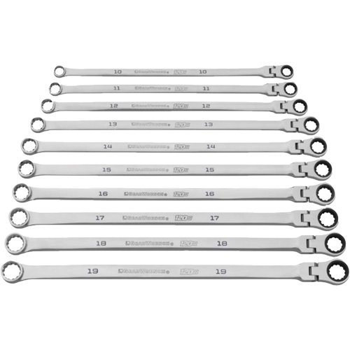 120XP Universal Spline XL Flex Head GearBox Wrench Set, Ratcheting Box, 10 Pieces, Imperial Distribution Élite MP