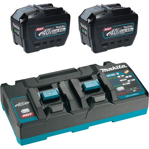 Ensemble de d&eacute;part XGT avec chargeur rapide &agrave; deux ports et deux batteries de 8?Ah, 40 V, Lithium-ion Distribution Élite MP