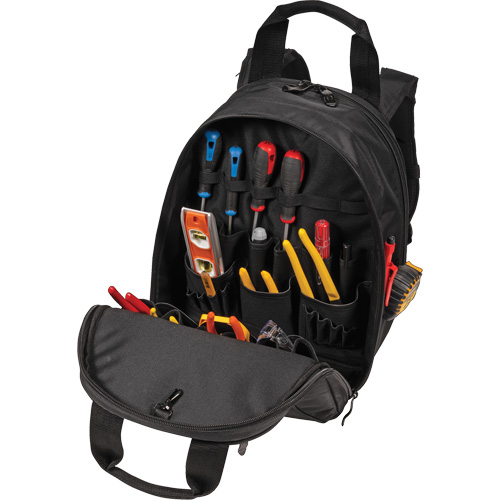 Phantom Collection 36-Pocket Tool Backpack, 11" L x 14-1/2" W, Black, Ballistic/Polyester Distribution Élite MP
