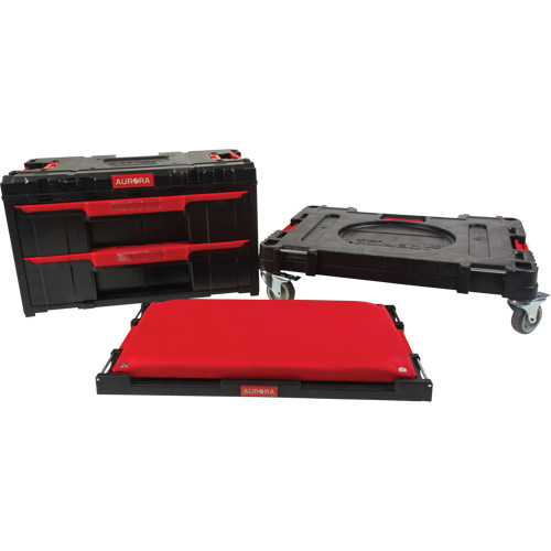 Ensemble de coffres &agrave; outils Arx de 3 morceaux avec socle &agrave; roulettes pivotantes, 23-1/10" x 15" x 13-2/5', Noir Distribution Élite MP