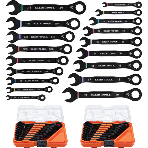 Wrench Set, Ratcheting Combination, 18 Pieces, Imperial and Metric Distribution Élite MP
