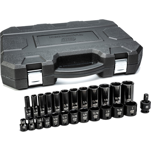 6-Point SAE Socket Set, 25 Pcs, Impact, 3/8" Drive Size, Deep Distribution Élite MP