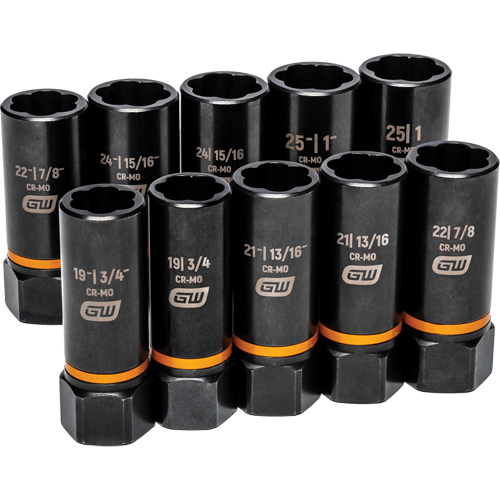 Bolt Biter Extraction Socket Set, 10 Pcs, Impact, 1/2" Drive Size, Deep Distribution Élite MP
