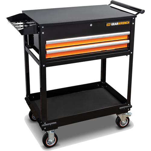 Chariot utilitaire, 2 tiroirs, 32-1/2" la x 42" h, Noir/Orange Distribution Élite MP