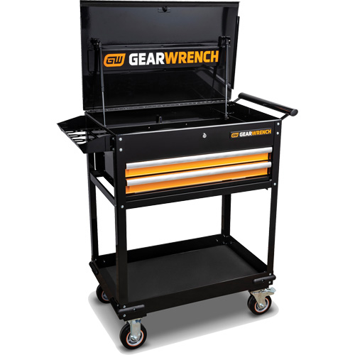 Chariot utilitaire, 2 tiroirs, 32-1/2" la x 42" h, Noir/Orange Distribution Élite MP