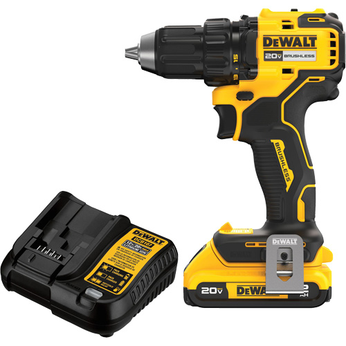 Brushless Cordless Drill/Driver Kit, Lithium-Ion, 20 V, 1/2" Chuck Distribution Élite MP