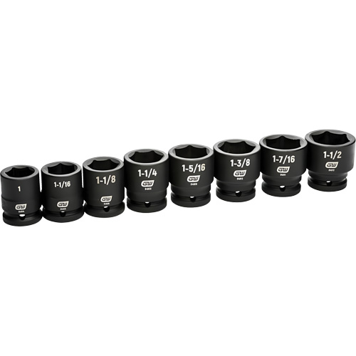6-Point SAE Socket Set, 8 Pcs, Impact, 3/4" Drive Size Distribution Élite MP