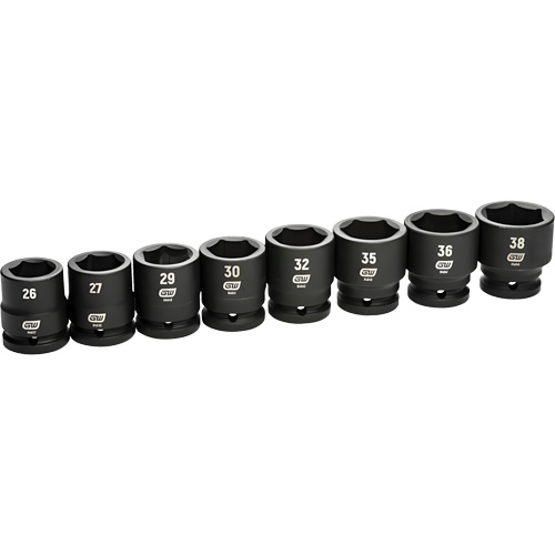 6-Point Metric Socket Set, 8 Pcs, Impact, 3/4" Drive Size Distribution Élite MP
