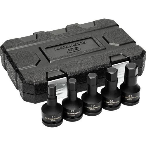 Metric Impact Bit Socket Set with Blow Mold Case, Hex, 3/4" Drive, 5 Pcs Distribution Élite MP