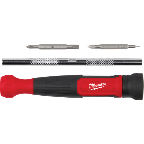 Tournevis de pr&eacute;cision 4-en-1 &agrave; embouts multiples avec porte-embout de 1/4", 5-3/4" lo, Prise Coussin&eacute;e Distribution Élite MP