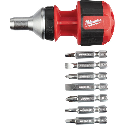 Tournevis compact &agrave; cliquet 8-en-1 &agrave; embouts multiples avec porte-embout de 1/4", Prise Coussin&eacute;e Distribution Élite MP