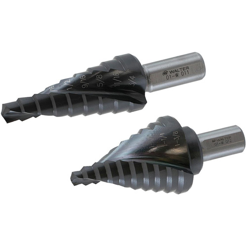 Multi-Step Drill Bit, 1/4" - 1-3/8" , 1/8" Increments, High Speed Steel Distribution Élite MP