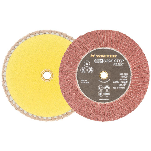 QUICK-STEP FLEX Flap Disc, 6" x Type 29, 60 Grit, Aluminum Oxide Distribution Élite MP