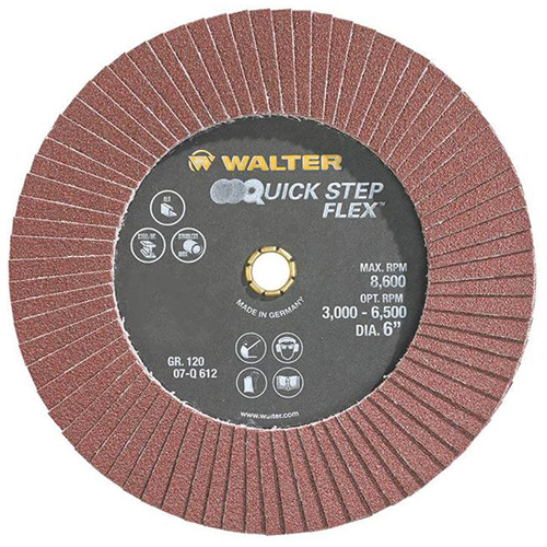 QUICK-STEP FLEX Flap Disc, 6" x Type 29, 120 Grit, Aluminum Oxide Distribution Élite MP