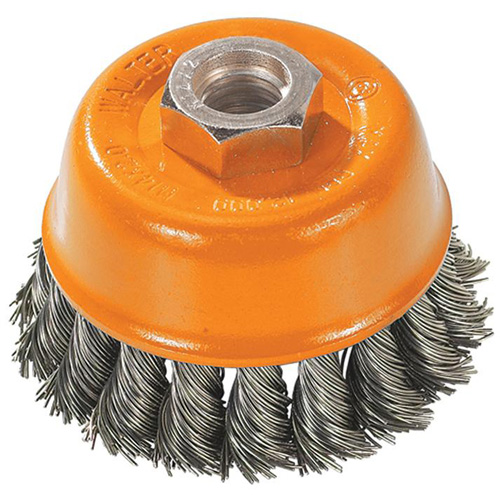 Knot-Twisted Wire Cup Brush, 3" Dia. x M10x1.5 Arbor Distribution Élite MP