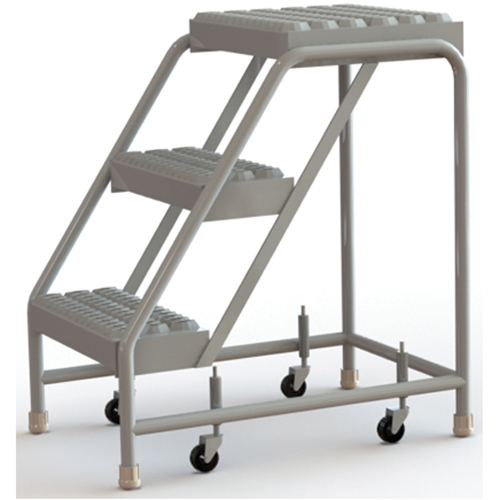 &eacute;chelles roulantes, 3 marches, Largeur de la marche 16", Hauteur de la plateforme 30", Aluminium Distribution Élite MP